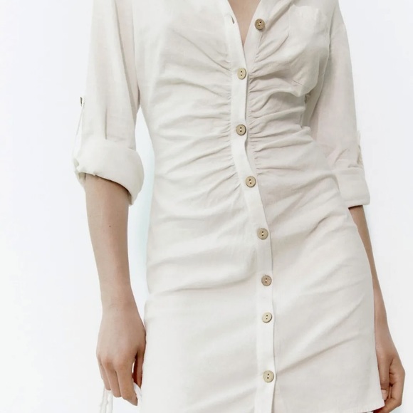 Zara Shirt Dress with Ruching - Picture 14 of 15
